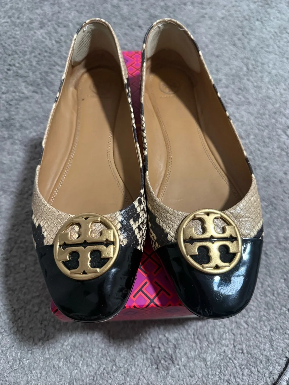 Tory Burch Pink and Purple Geometric Logo Shoe Box
